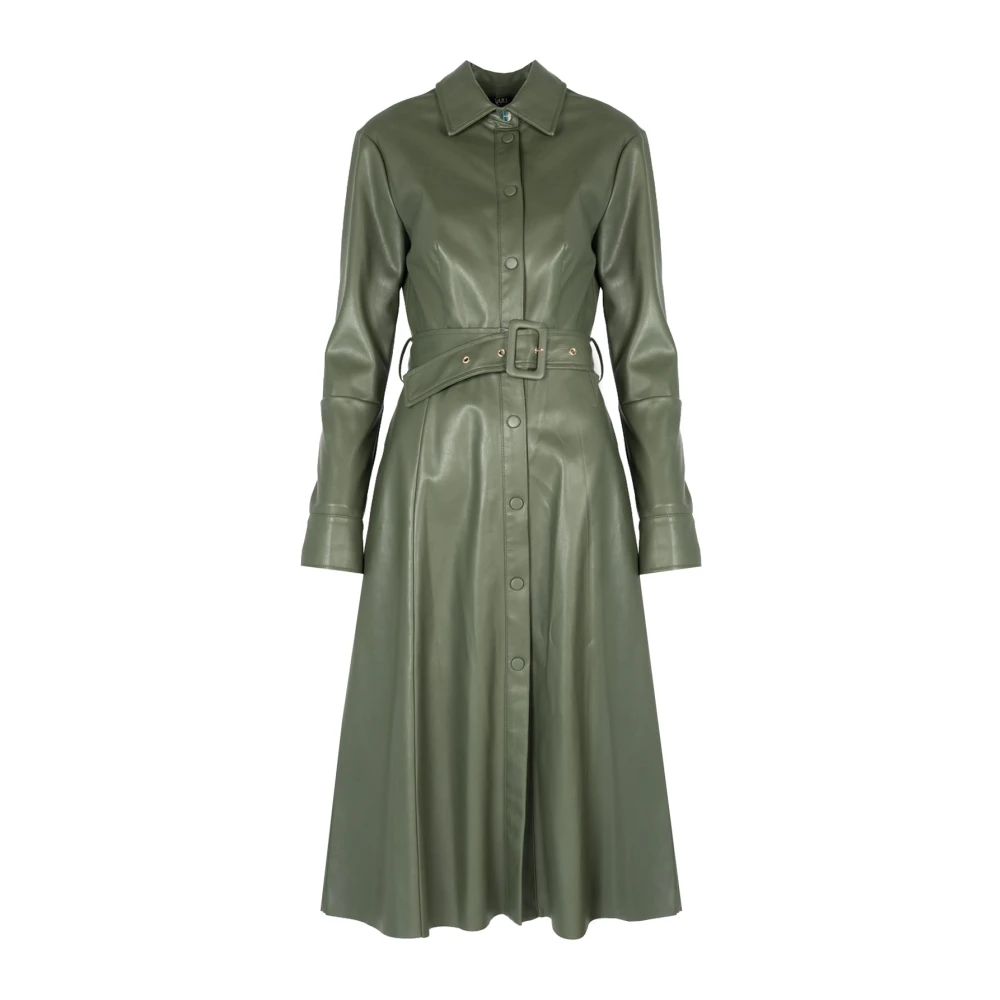 Liu Jo Elegante Midi Jurk met Kraag Green Dames