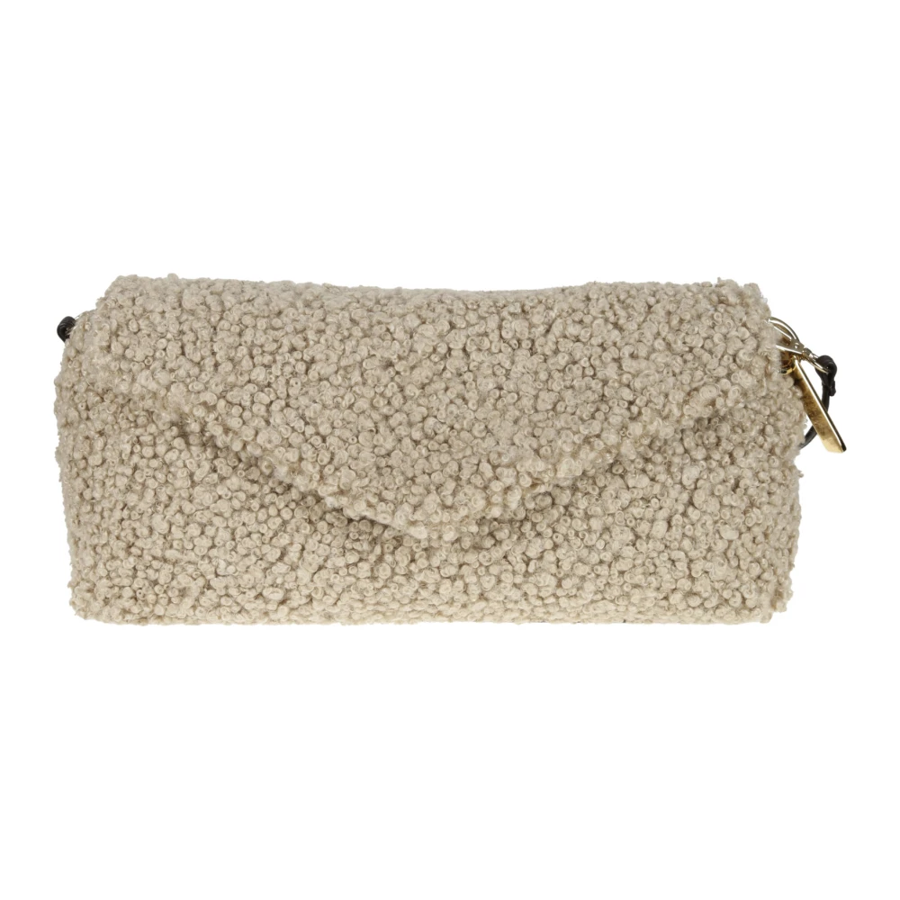 Avenue 67 Zachte leren clutch met afneembare band Beige Dames