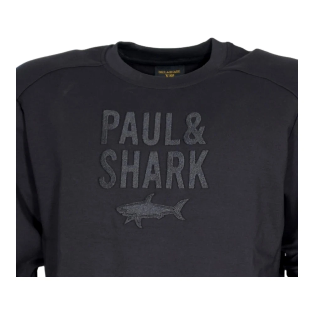 PAUL & SHARK Zwarte Crewneck Sweatshirt Lange Mouw Logo Black Heren