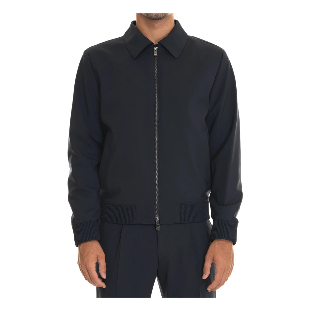 Boss Wol Bomberjack met Elastische Taille Blue Heren
