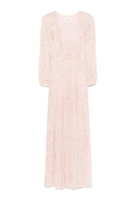 v-neck-pink-dress-with-long-sleeves