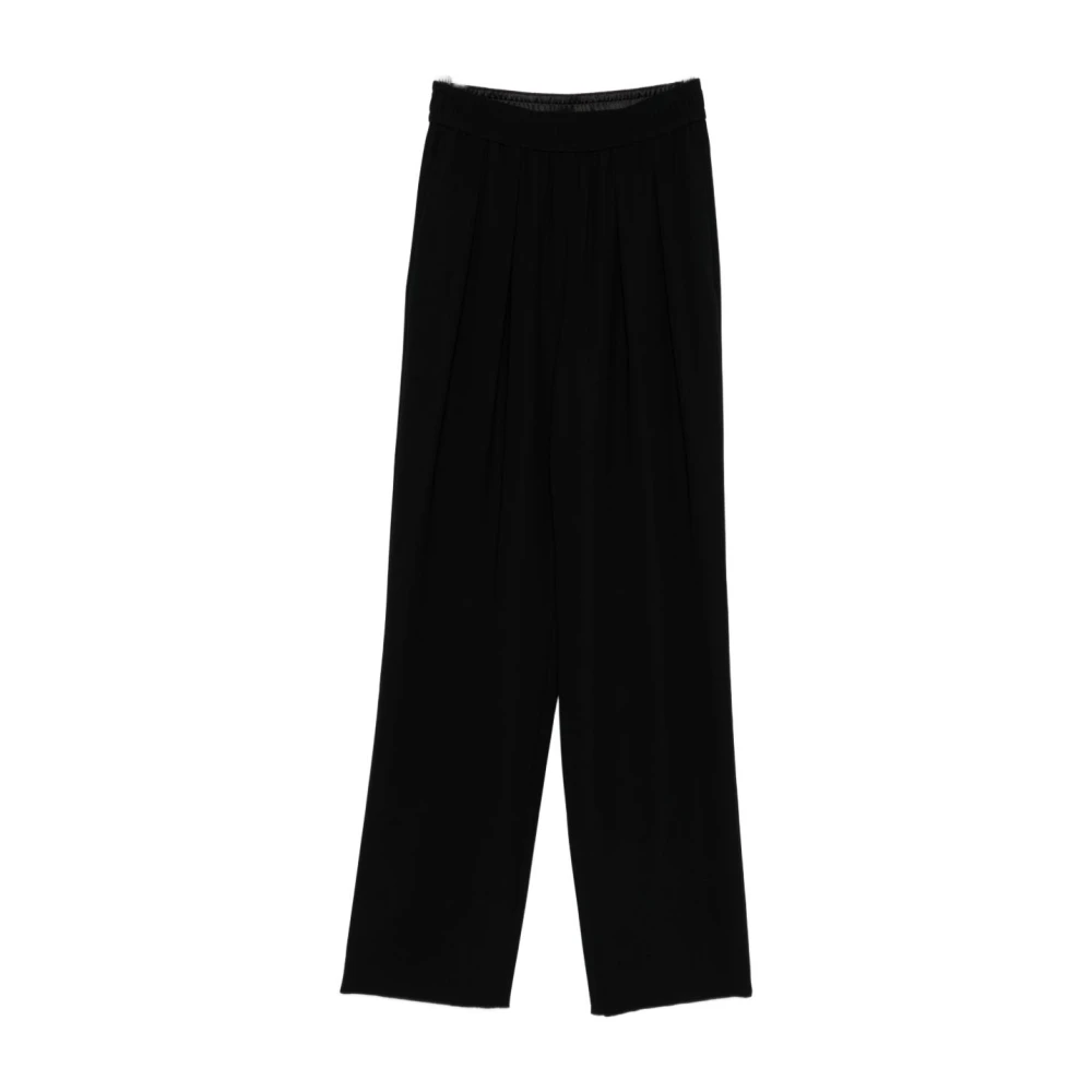 Emporio Armani Women's Black Pleated Trousers With Elastic Waistband