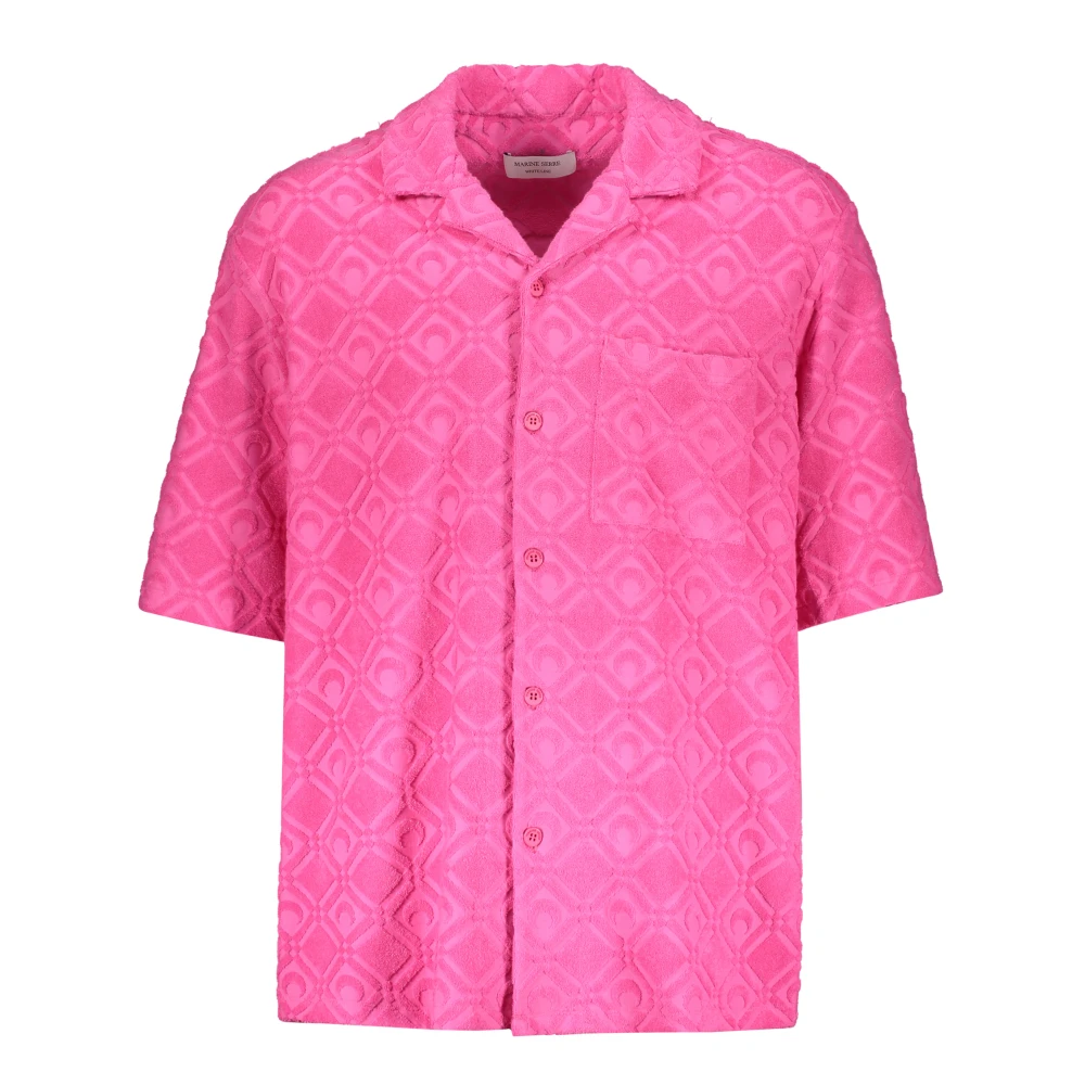 Marine Serre Jacquard Logo Shirt met Voorzak Pink Heren