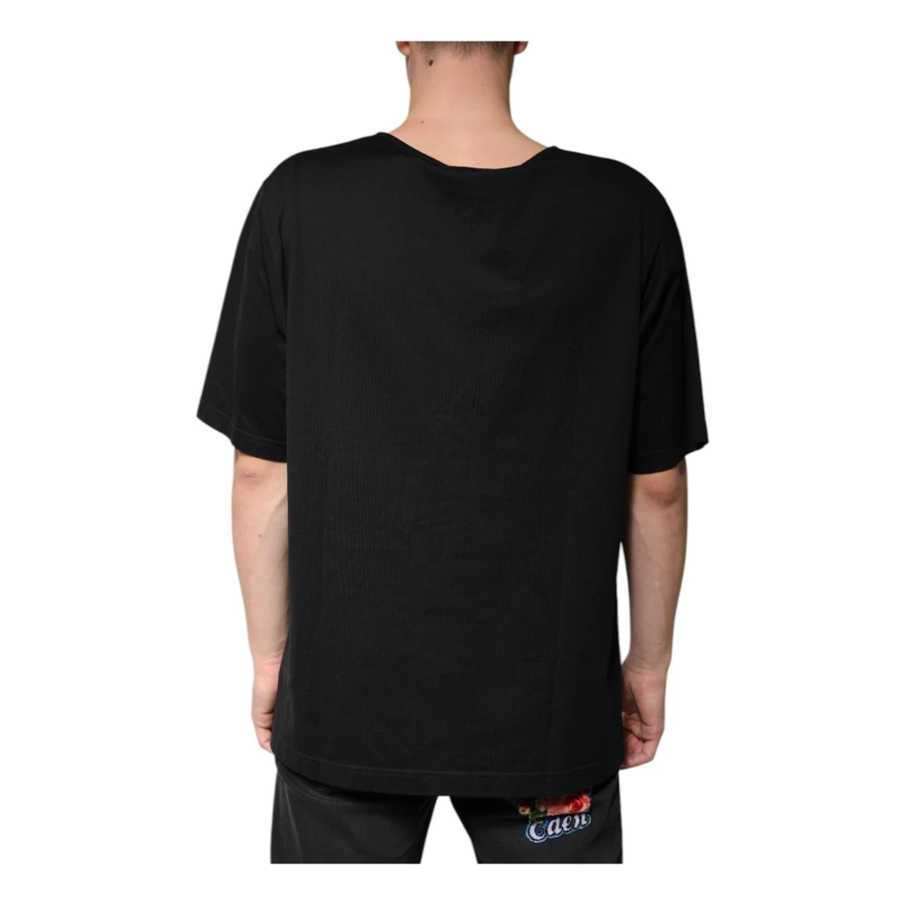 Dolce & Gabbana Zwart Katoenen V-hals T-shirt Black Heren
