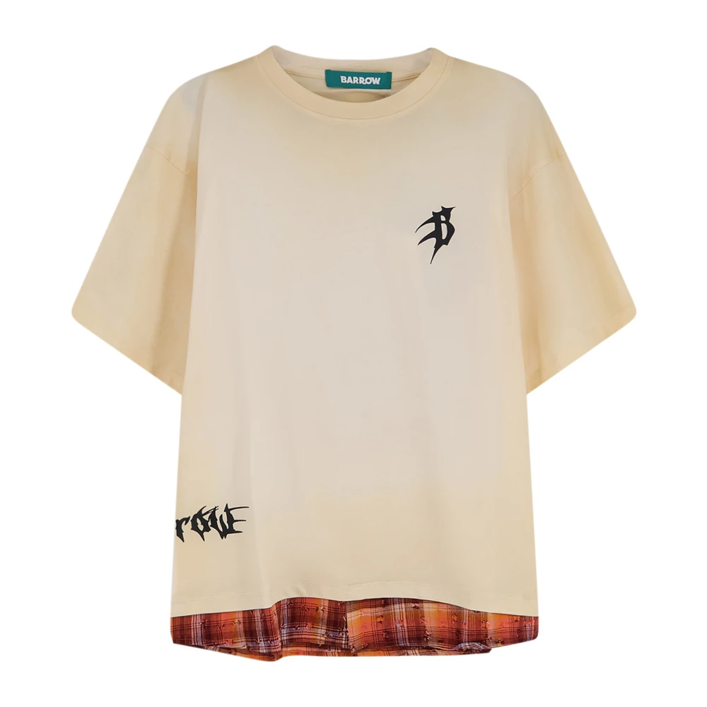 Barrow Beige Crew-Neck Short Sleeve T-Shirt - Male - T-Shirts - M - Tops