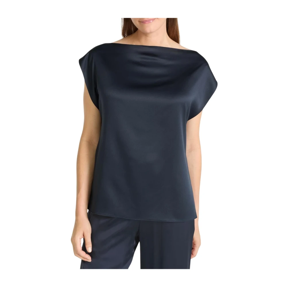 Juvia Satijnen Boothals Top Blue Dames