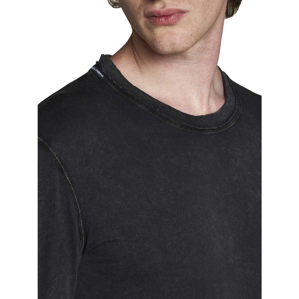 Dolce & Gabbana Zwarte Crew-Neck Katoenen Sweatshirt Black Heren