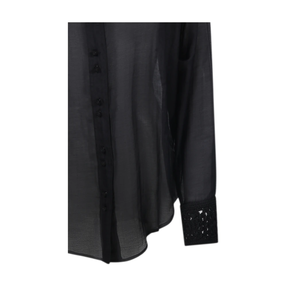 Forte Gehaakte Oversized Shirt Zwart Black Dames
