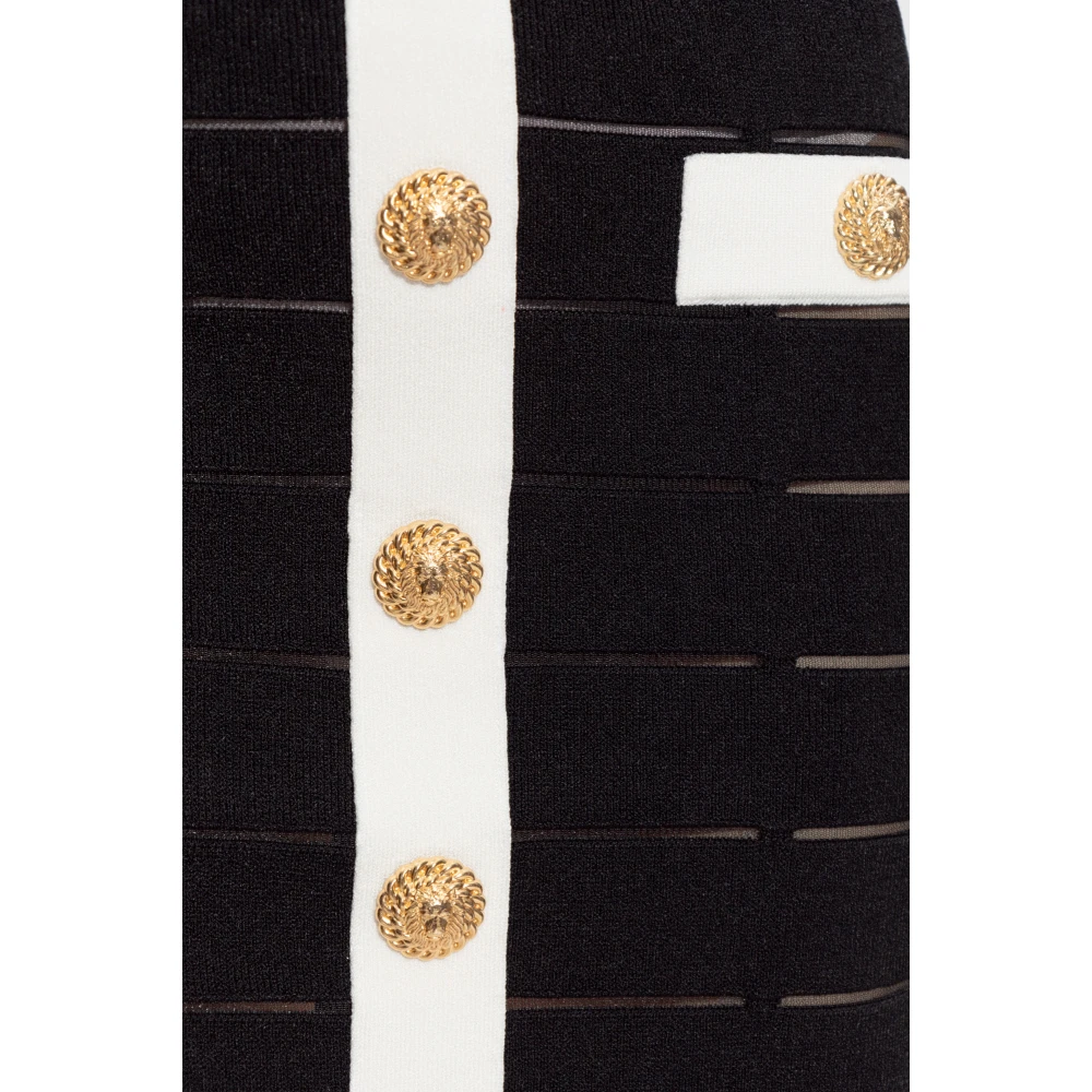 Balmain Rok met decoratieve knopen Black Dames