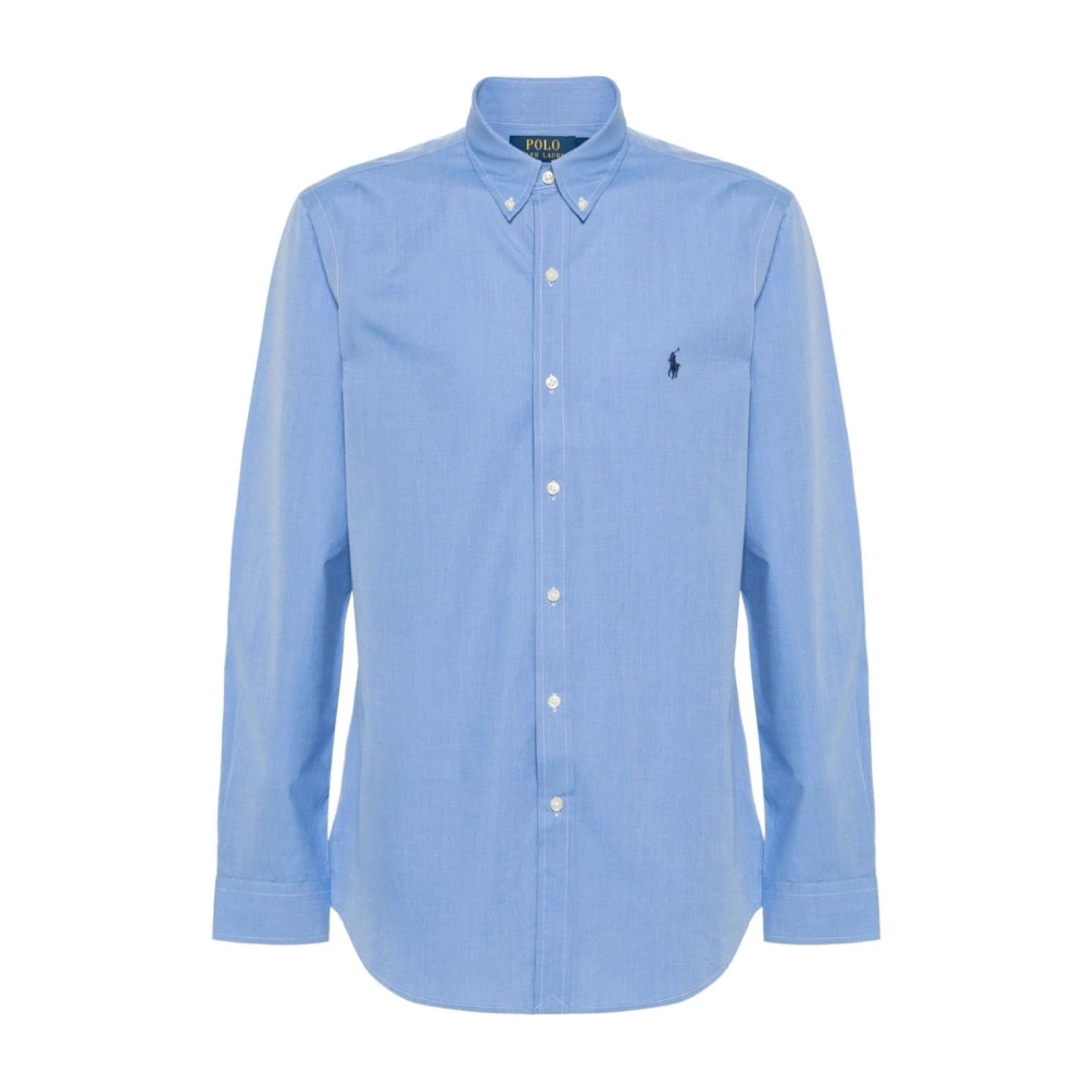 Polo Ralph Lauren Uomo Blu Camicia Sportiva A Maniche Lunghe