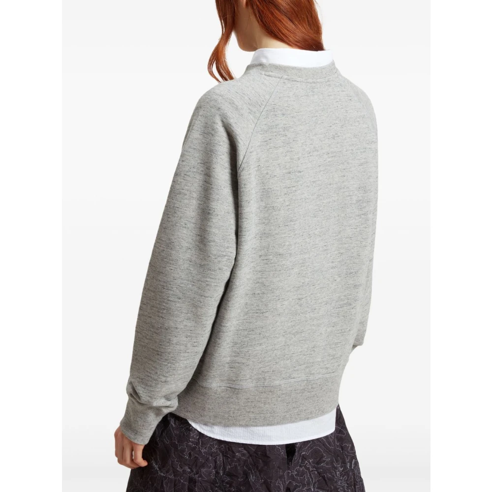 Woolrich Grijze Crew Neck Sweater met Logo Print Gray Dames