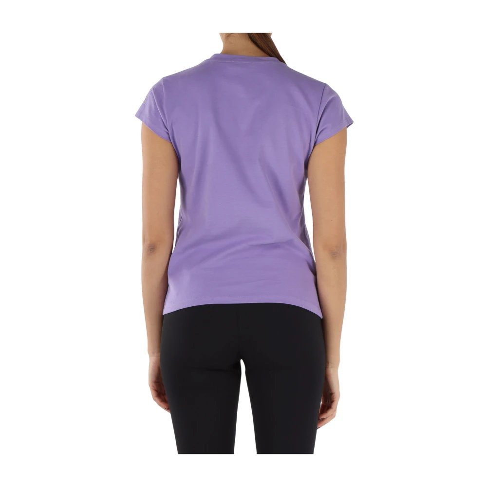 Elisabetta Franchi Katoenen T-shirt met geborduurd logo Purple Dames