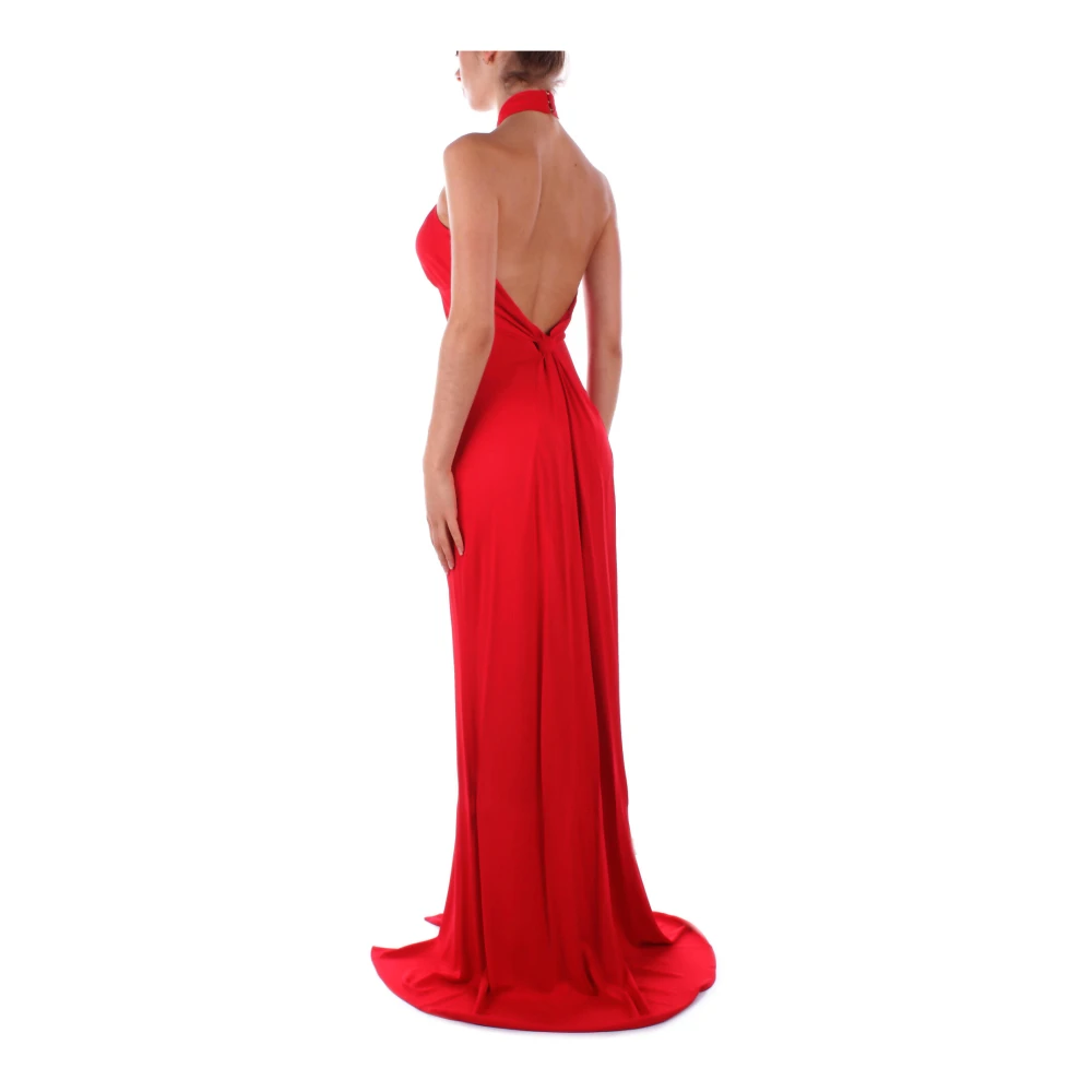 Elisabetta Franchi Rode Loper Rode Jurk met Hoge Split Red Dames