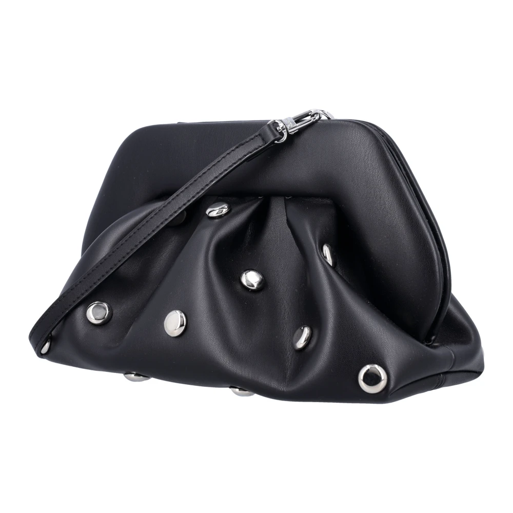 THEMOIRè Zwarte Eco Lederen Kralen Clutch Black Dames