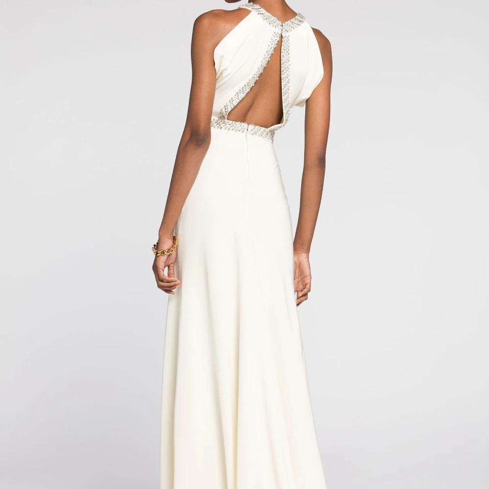Roberto Cavalli Kristal Zeemeermin Halternek Jurk White Dames