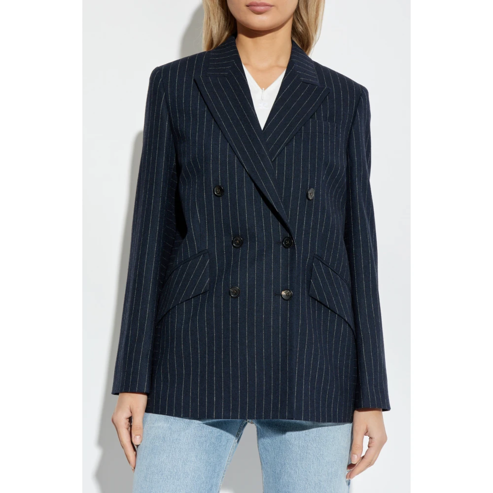 PS By Paul Smith Double-breasted blazer met gestreept patroon Blue Dames