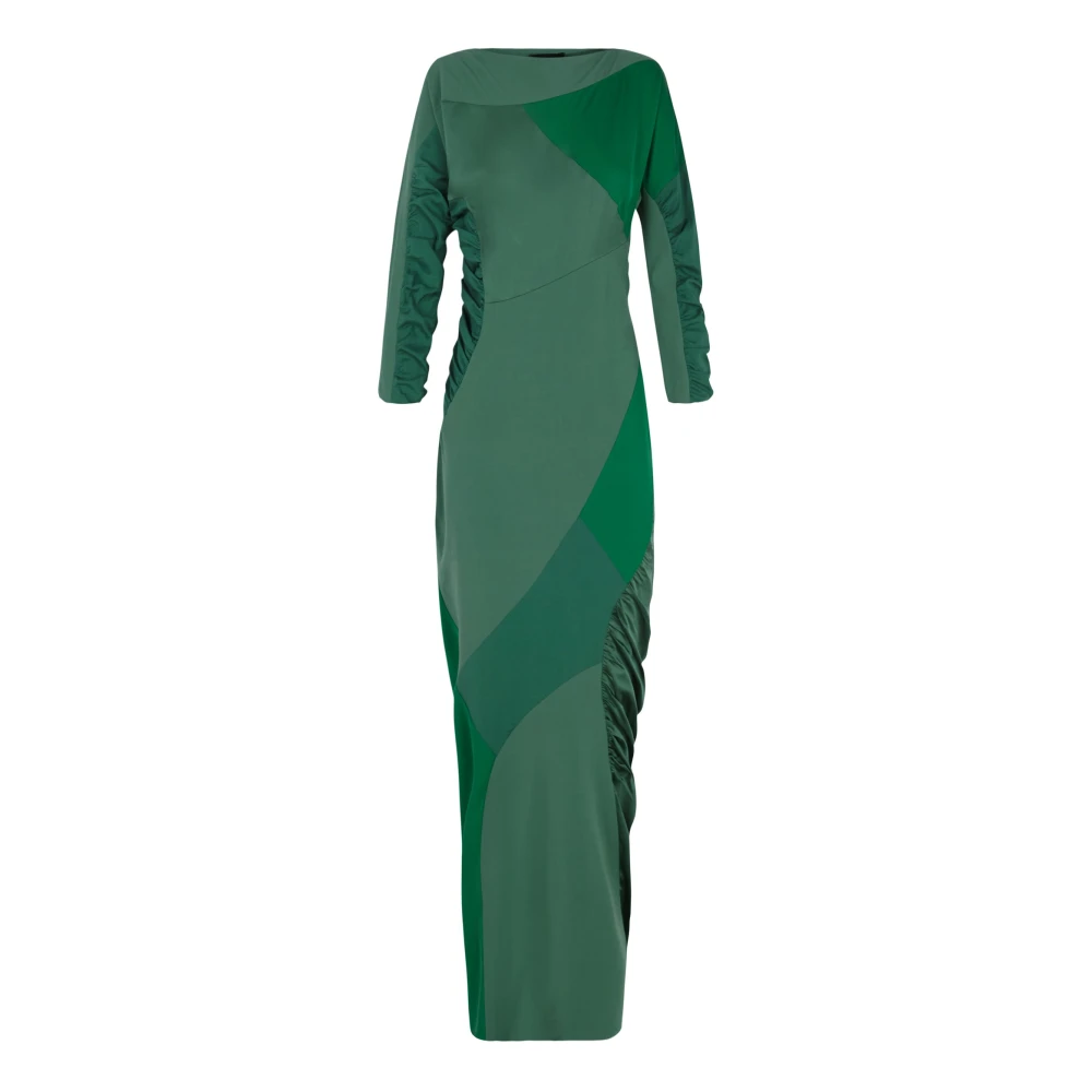 Cortana Green Collage- Long Patchwork Dress - Female - Gowns - M - Dresses