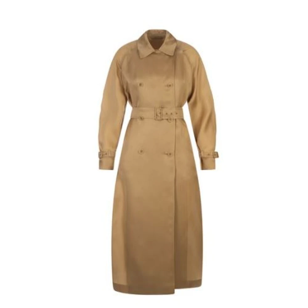 Max Mara Brun Läder Trenchcoat Brown, Dam