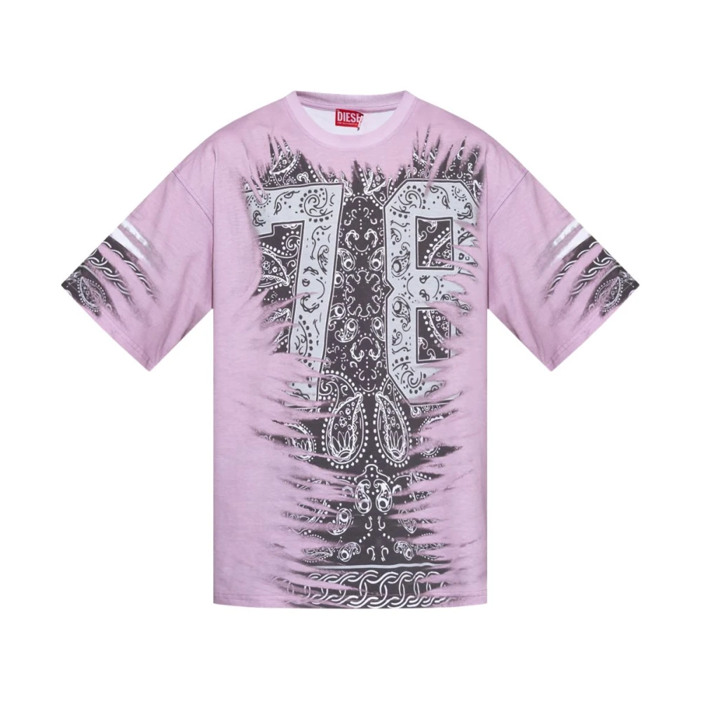 Diesel Bandana Print Rosa T-shirt Pink, Herr