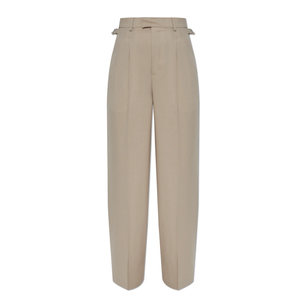 Ami Paris Women's Beige Wool Trousers With Pleats