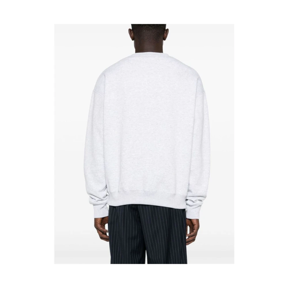 Family First Logo Print Crew Neck Sweater Gray Heren
