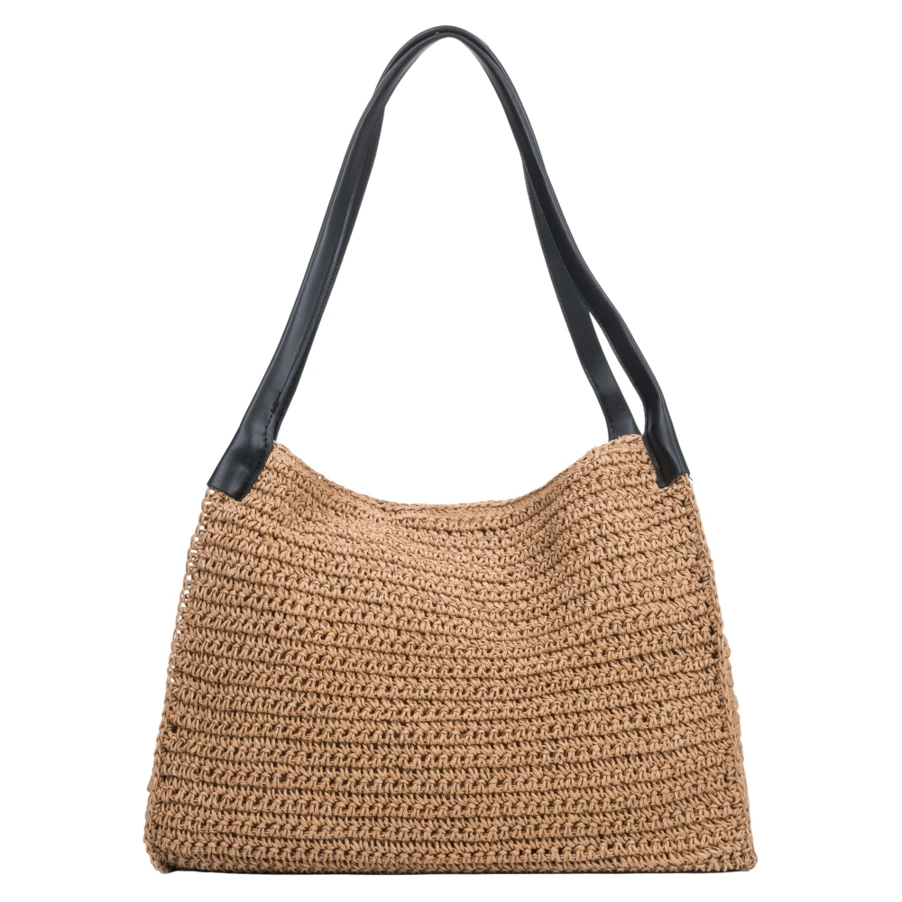 Estro Women's Beige Straw Shopper Bag With Reinforced Handles - Shoulder Bags - One Size - Bags