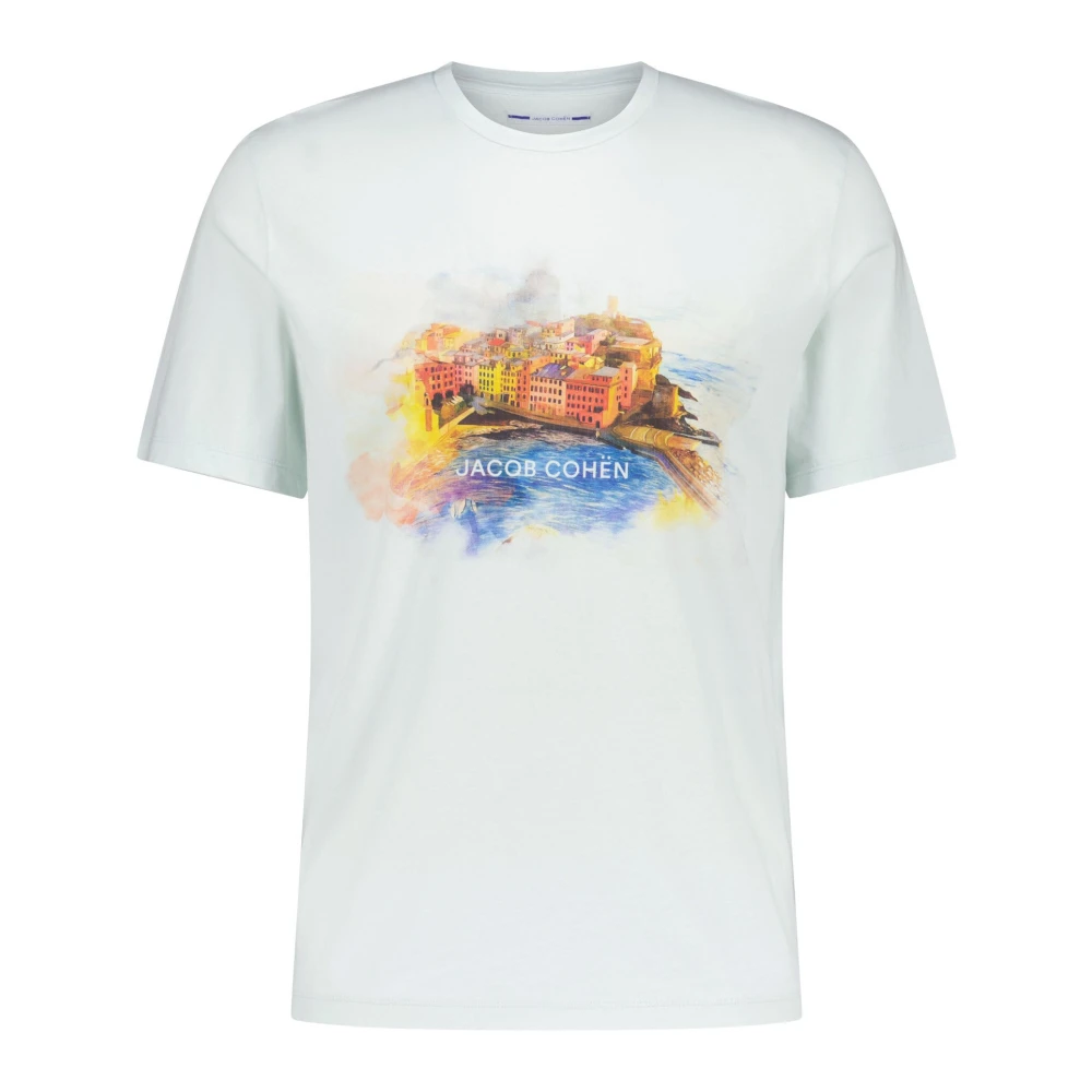 Jacob Cohën Bedrukt T-shirt Ronde hals Losse pasvorm Blue Heren