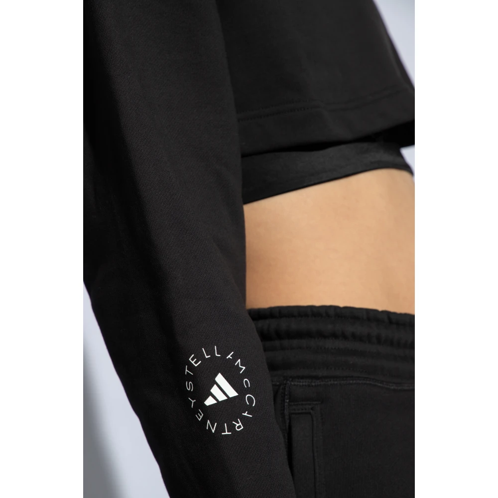adidas by stella mccartney Cropped sweatshirt met logo Black Dames