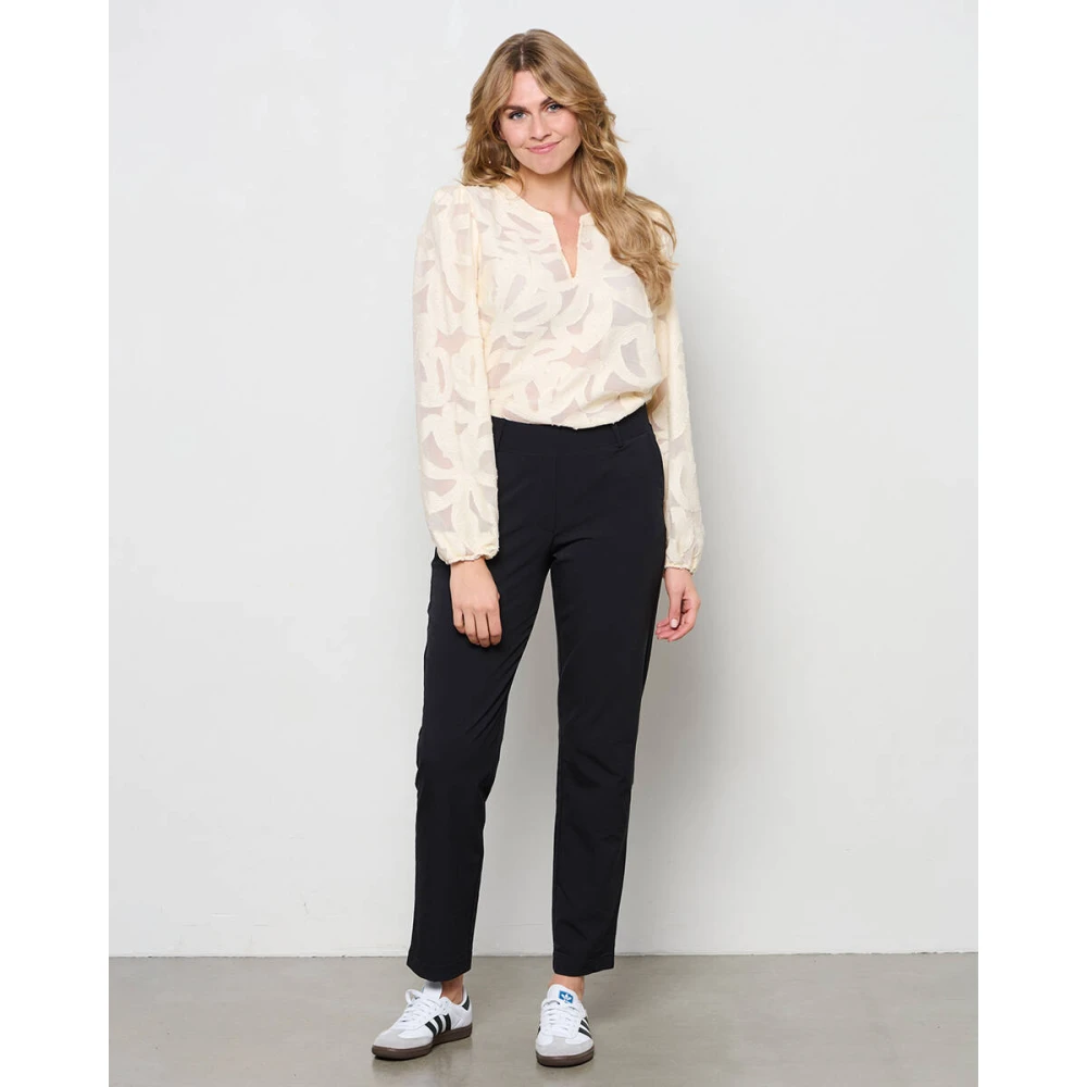&Co Woman Emily Jacquard Lange Mouw Top White Dames