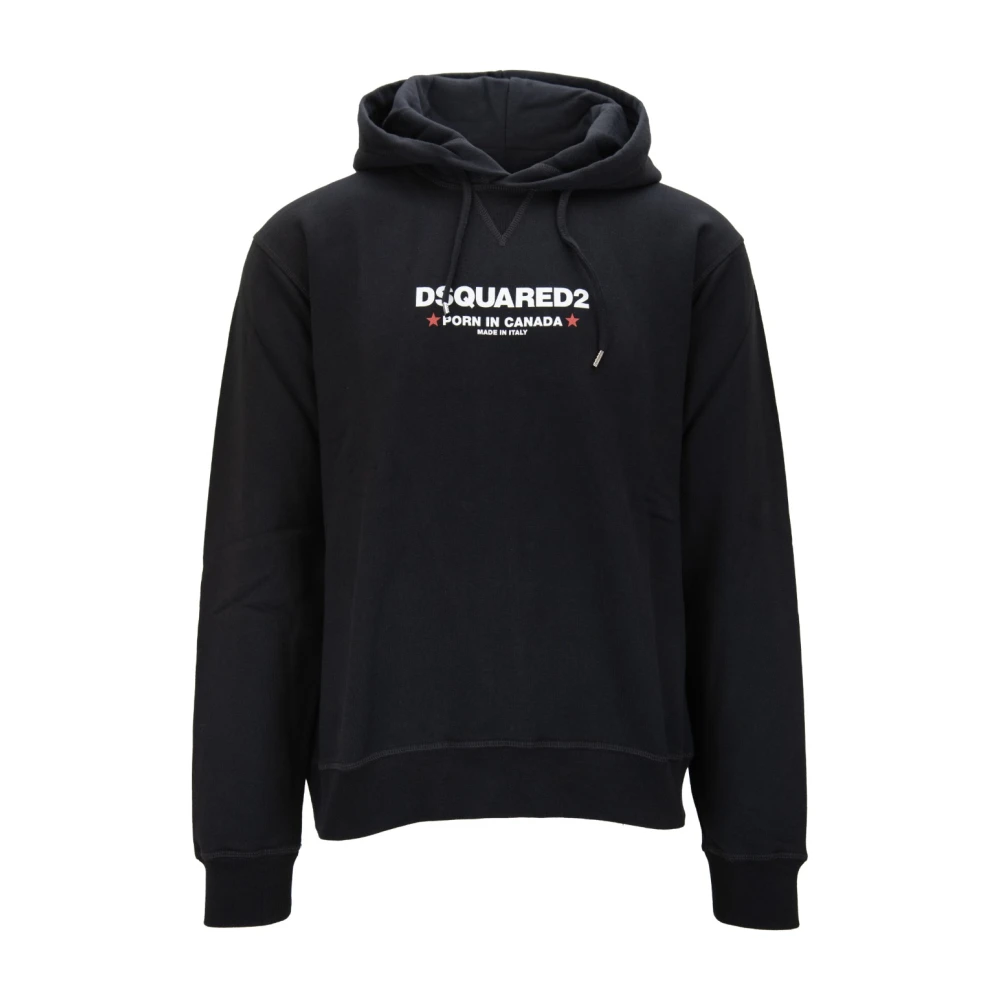 Dsquared2 Men's Black Hooded Sweatshirt With Contrast Print - Hoodies - S - Sweatshirts & Hoodies