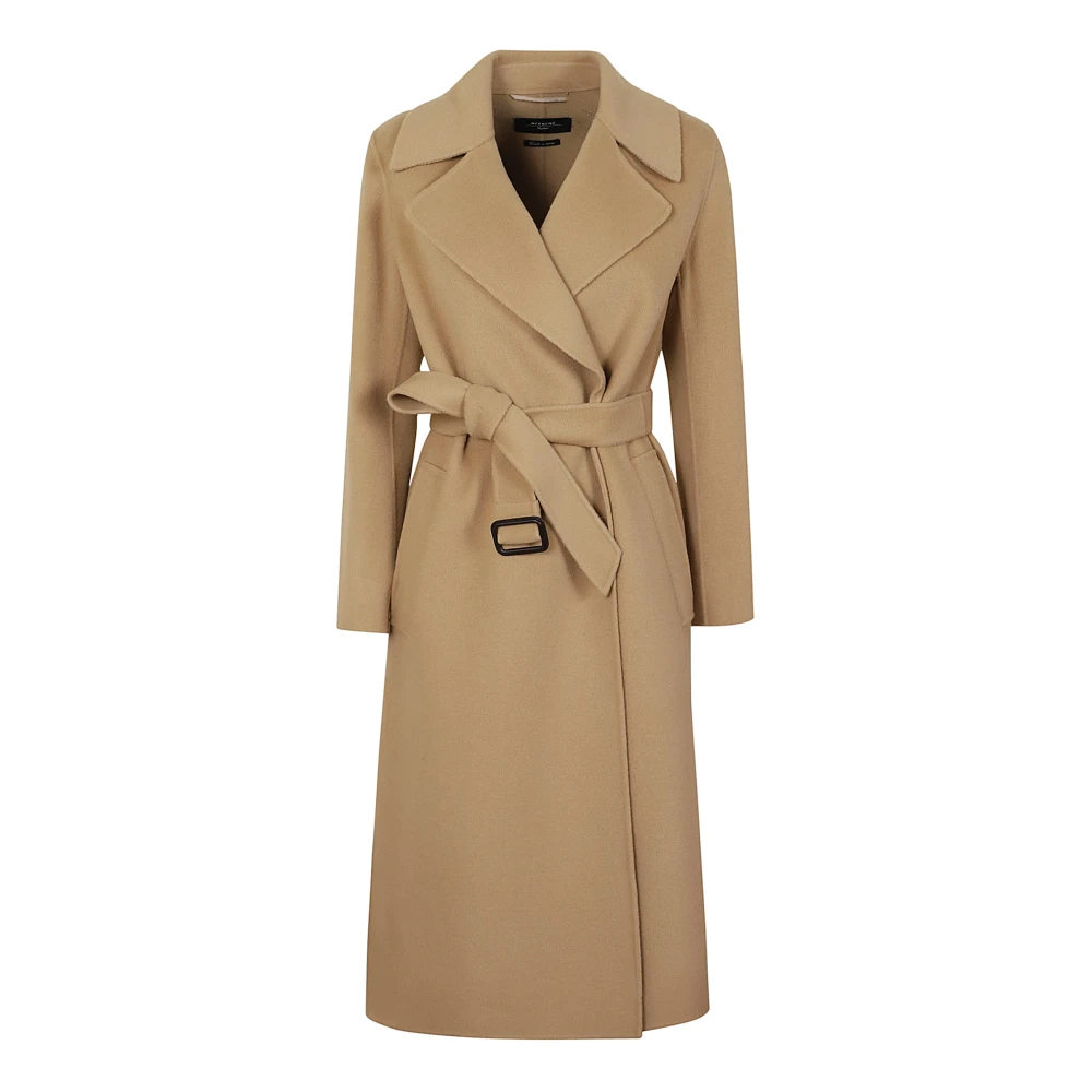 Max Mara Weekend Beige Wol Double-Breasted Jas Beige Dames