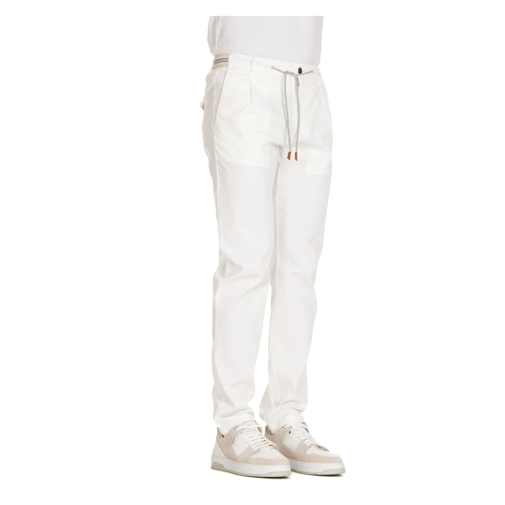 Eleventy Witte Katoenen Broek met Rits White Heren
