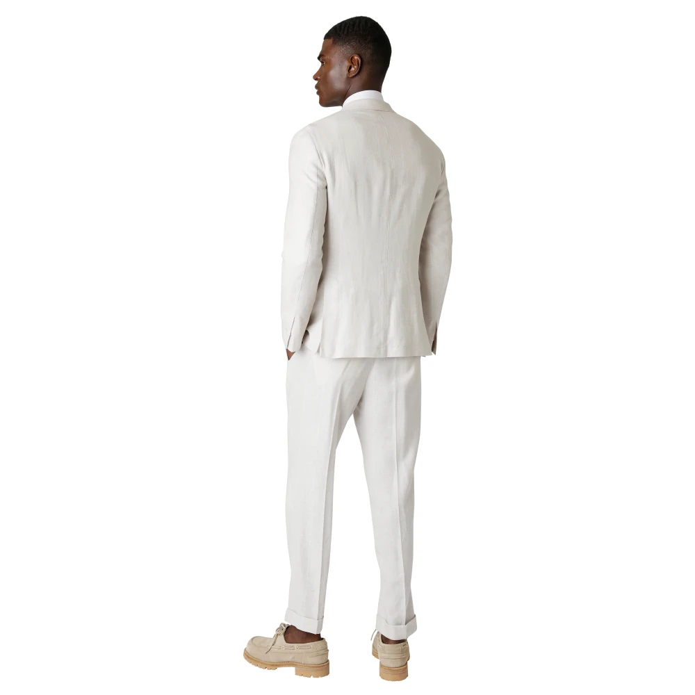 Eleventy Slim Fit Linnen Wol Zijde Pak Beige Heren