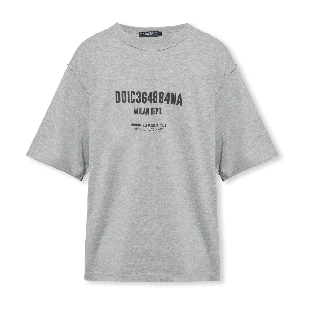 Dolce & Gabbana Tryckt T-shirt Gray, Herr
