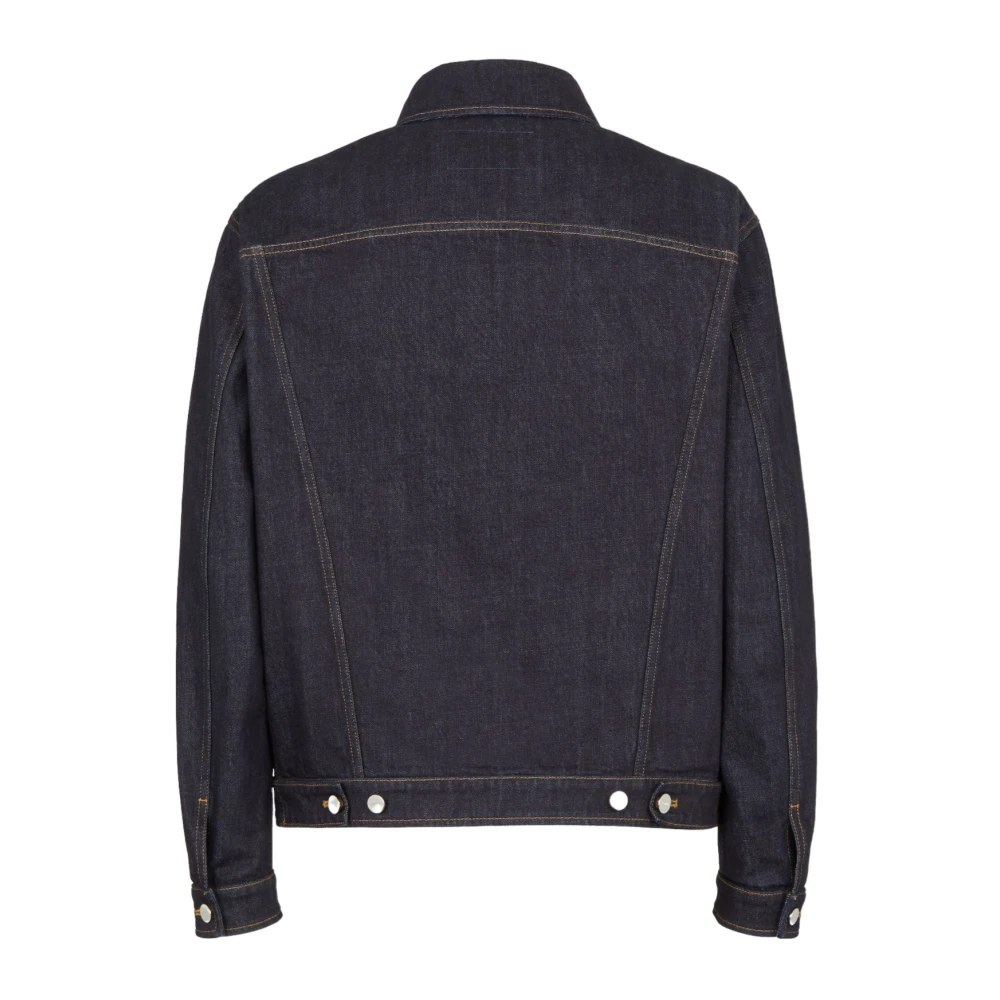 Fendi Blauwe spijkerjas met overhemdkraag Blue Heren