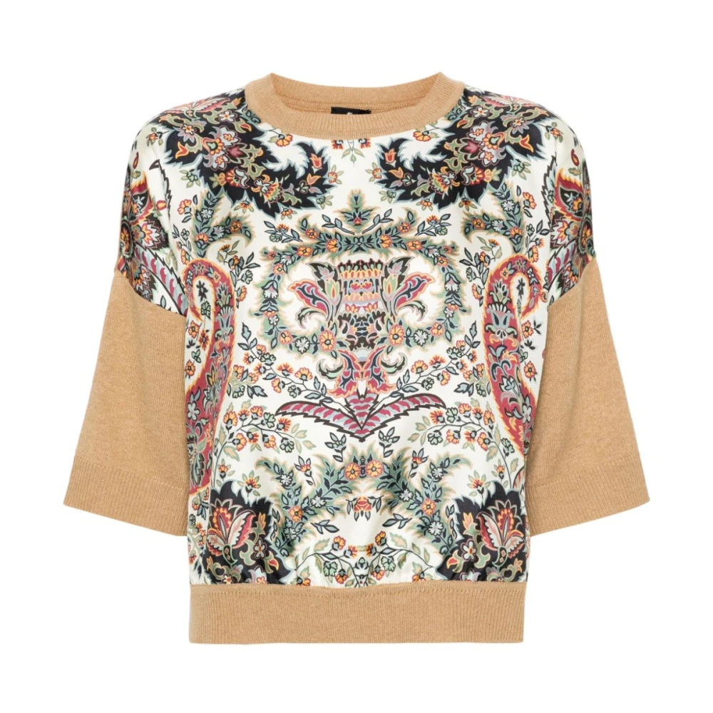 ETRO Bloemen Crew-neck Sweater Korte Mouwen Multicolor Dames