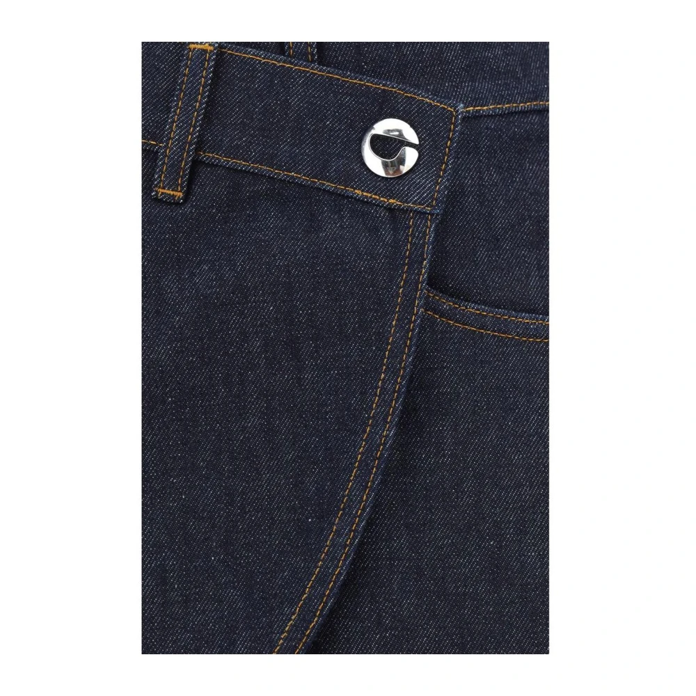 Coperni Asymmetrische Denim Mini Rok Knoopsluiting Blue Dames