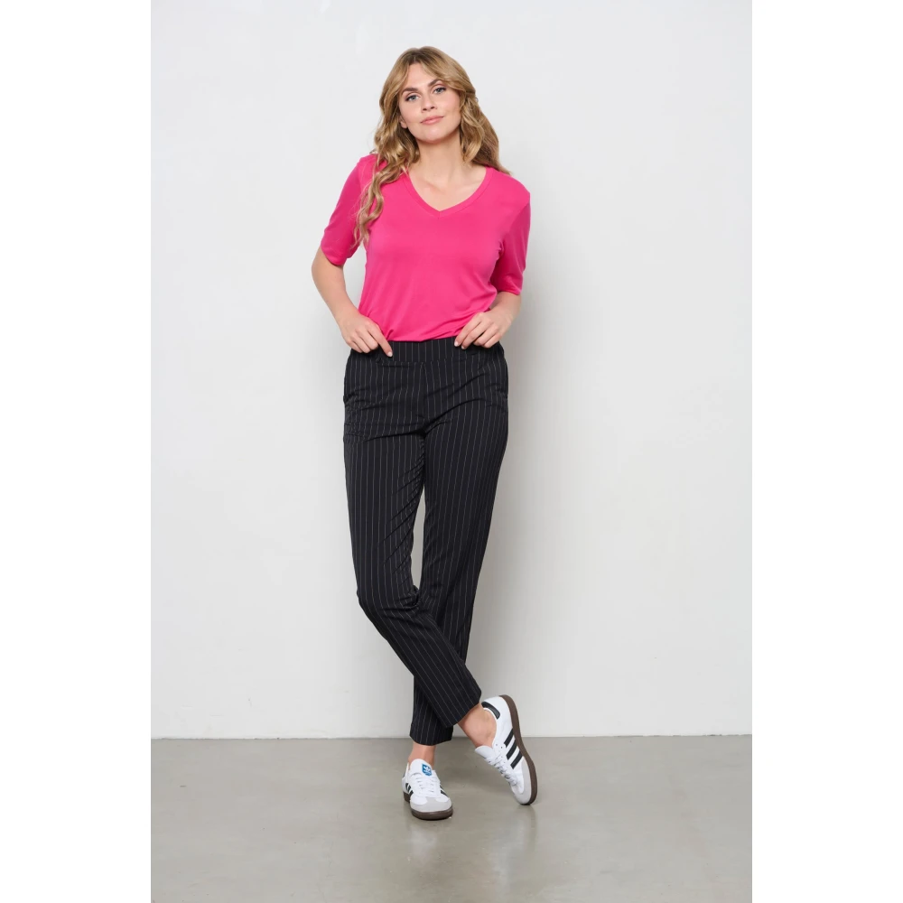&Co Woman Pin-Stripe Cigarette Broek Black Dames