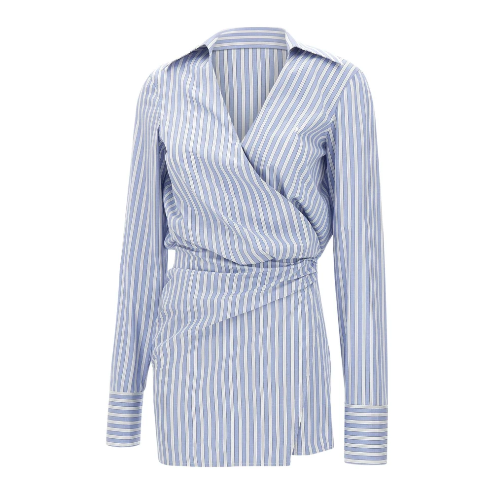 The Attico Witte Jurk met Knoopsluiting en Logo Borduursel Blue Dames