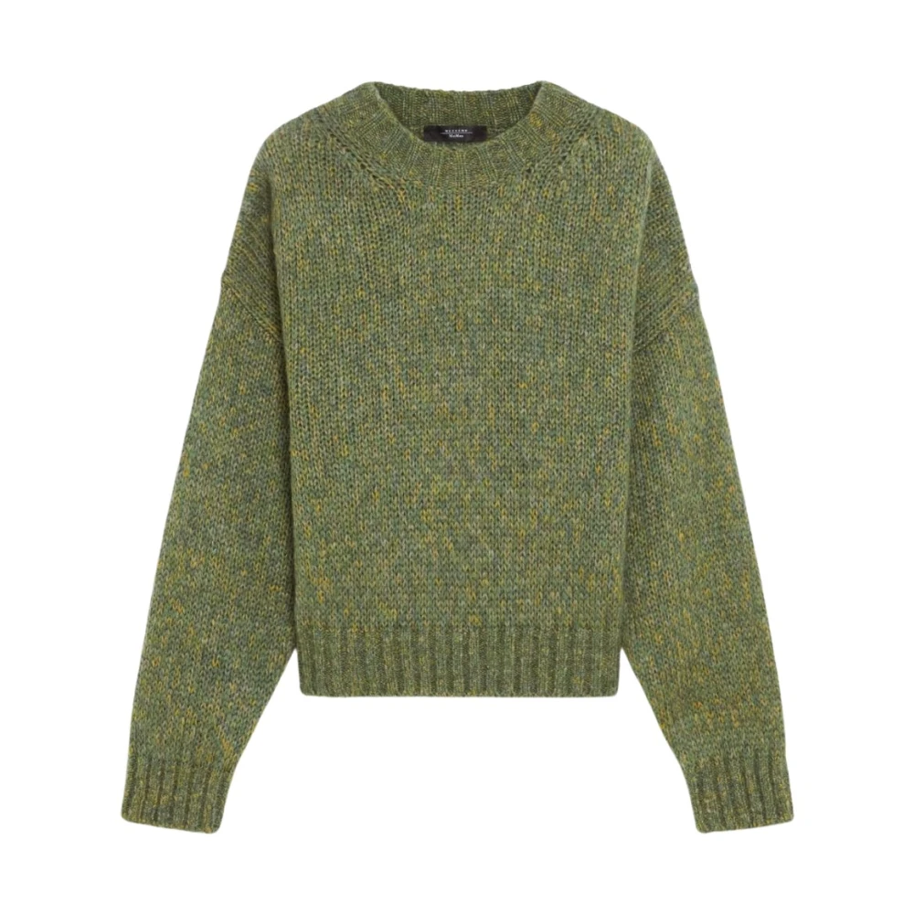 Max Mara Weekend Relaxed Fit Crewneck Sweater met geribbelde details Green Dames