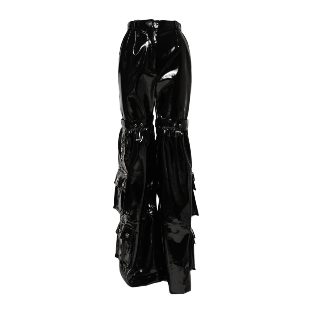 Dolce & Gabbana Women's Black Wide Trousers, Xs, Cargo Bootcut Trousers With Zipper