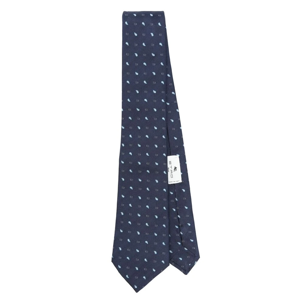 ETRO Blauw Patroon Jacquard Stropdas Blue Heren