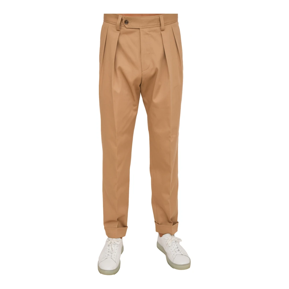 Hugo Beige Slim-Fit Trousers, Male, M, Cotton Elastan Trousers