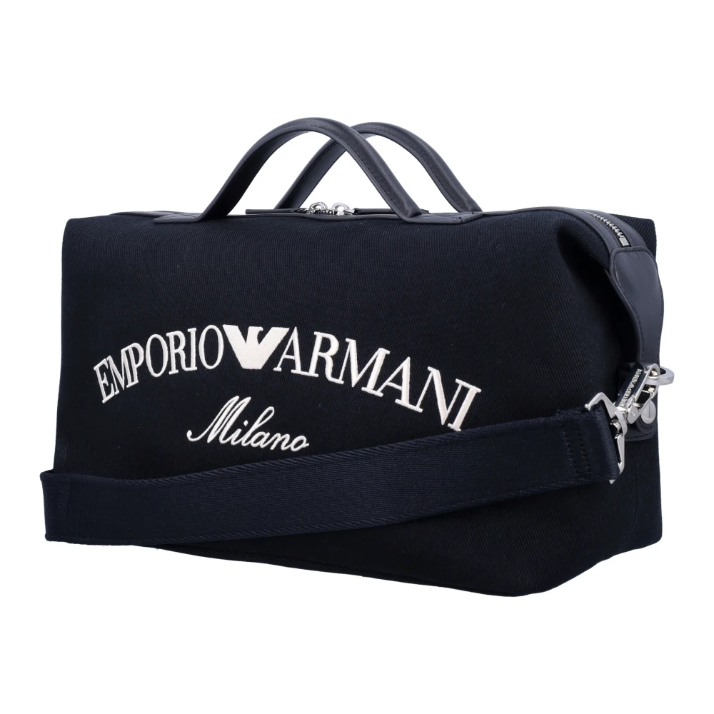 Emporio Armani Navy Canvas Schoudertas Black Heren