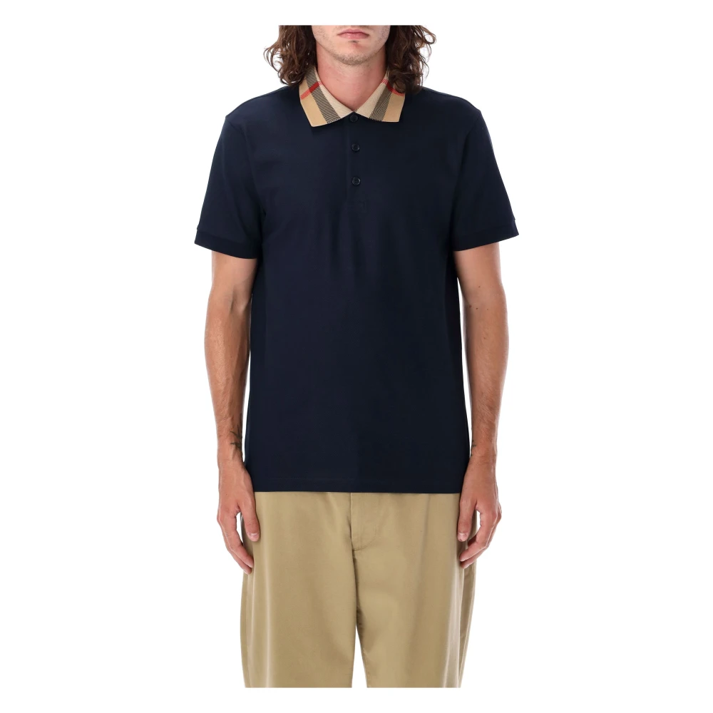 Burberry Slim Fit Geruite Kraag Polo Shirt Blue Heren