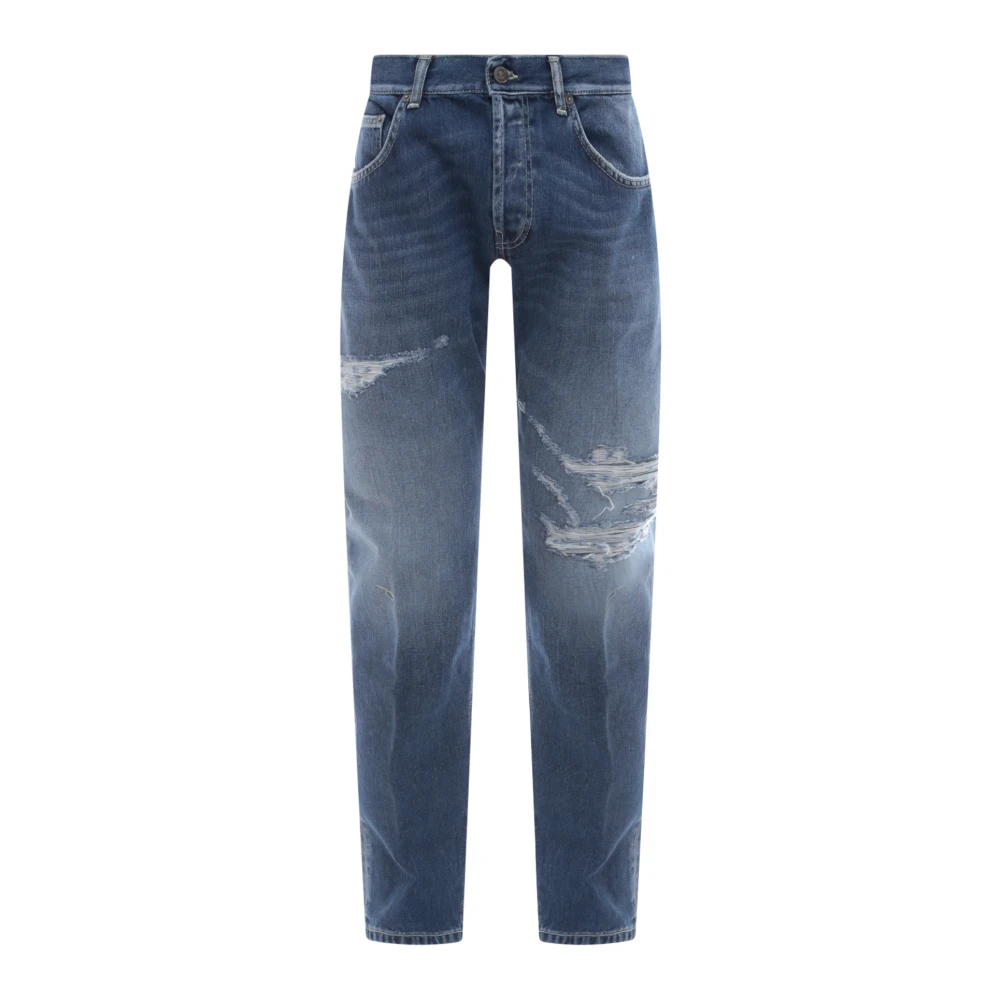 Dondup Blauwe Ss23 Katoenen Jeans met Ripped Effect Blue Heren
