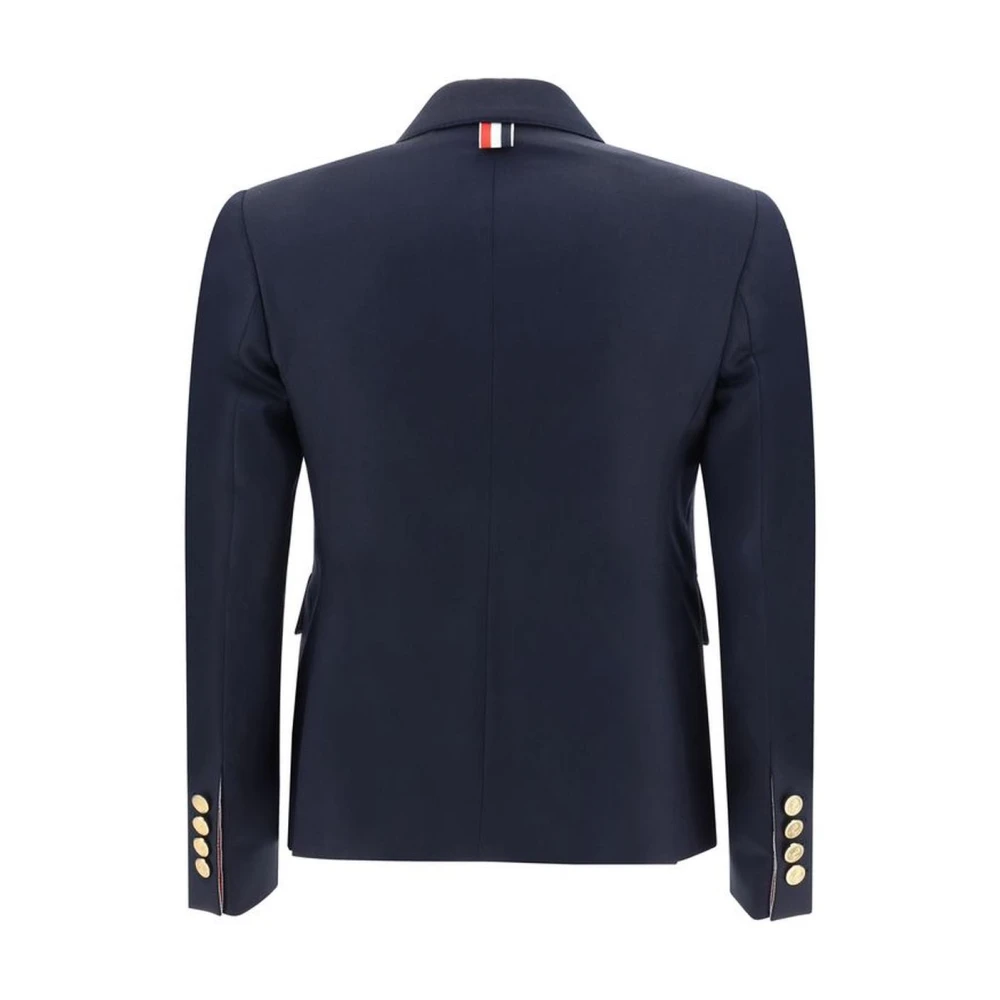 Thom Browne Wollen Blazer Jas met Knoopsluiting Blue Dames