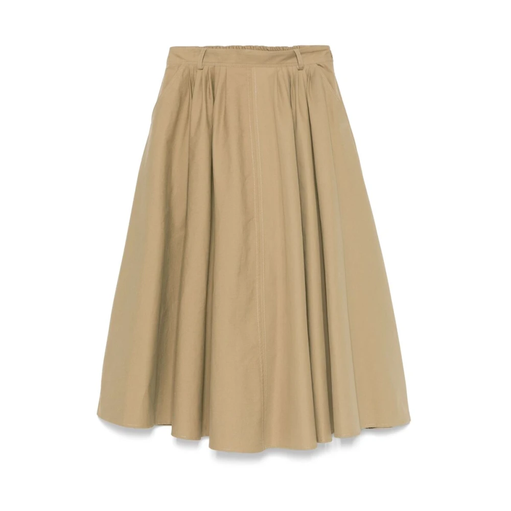 Mark Kenly Domino Tan Beige Rok met Elastische Tailleband en Zakken Beige Dames