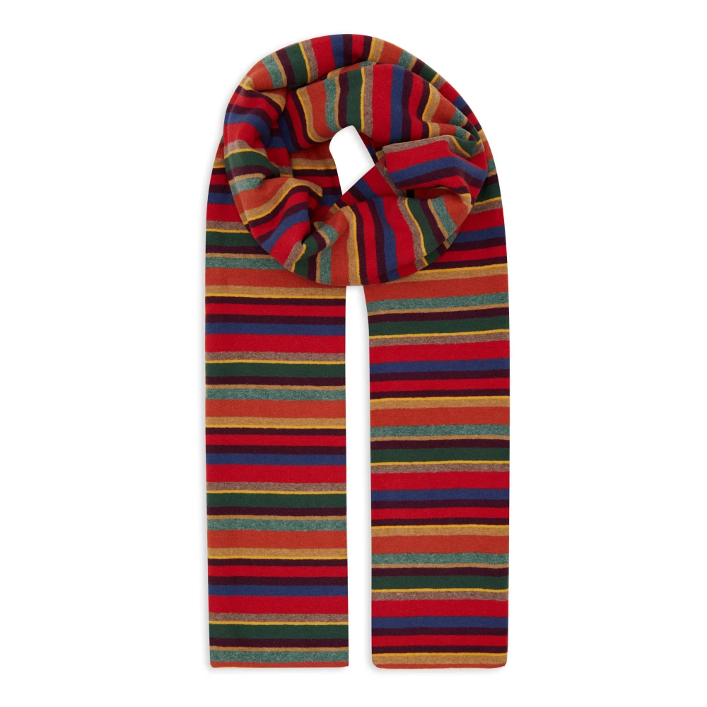 Gallo Unisex rood fleece sjaal met veelkleurige strepen Multicolor Unisex