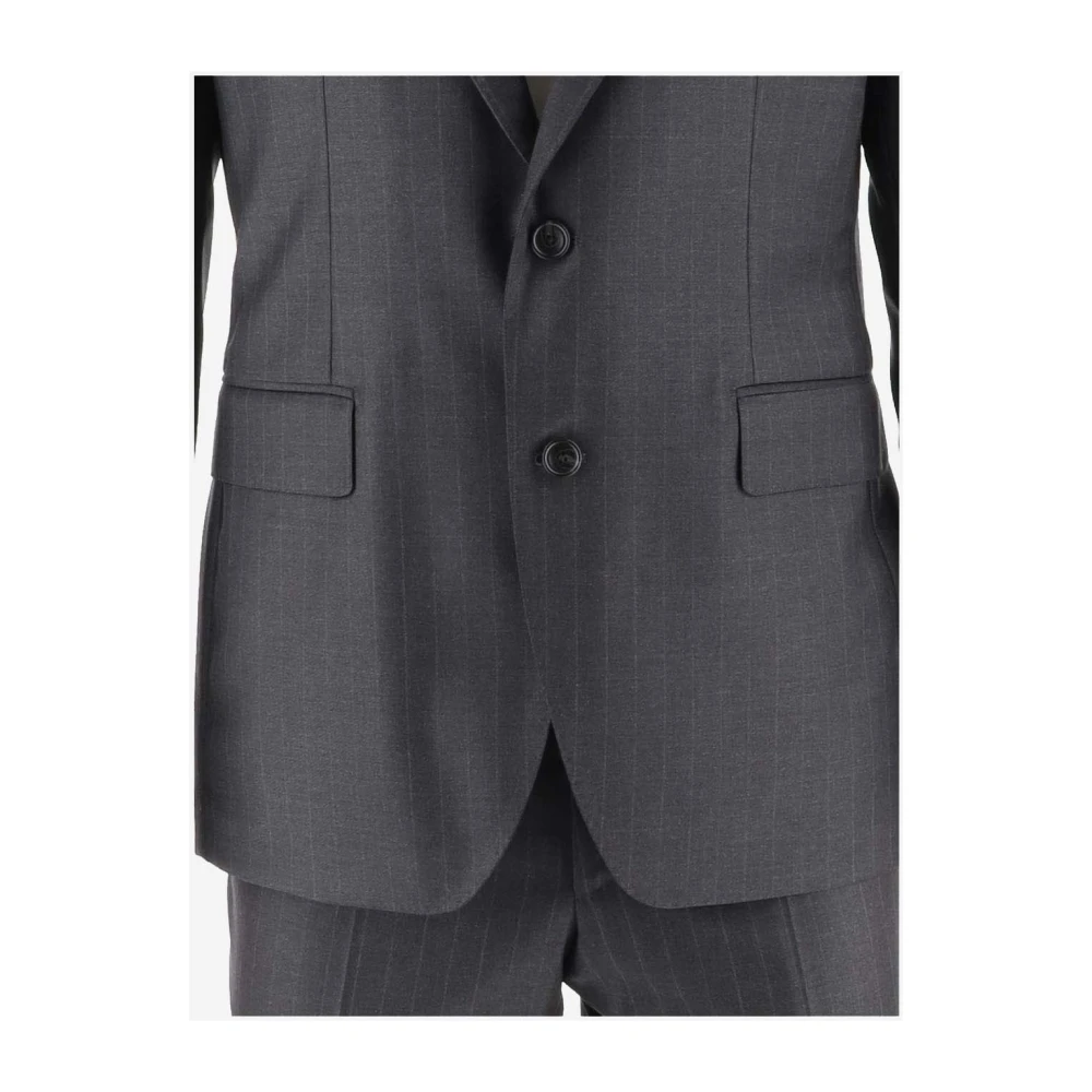 Tagliatore Grijze Wollen Pak met Logo Bedel Gray Heren
